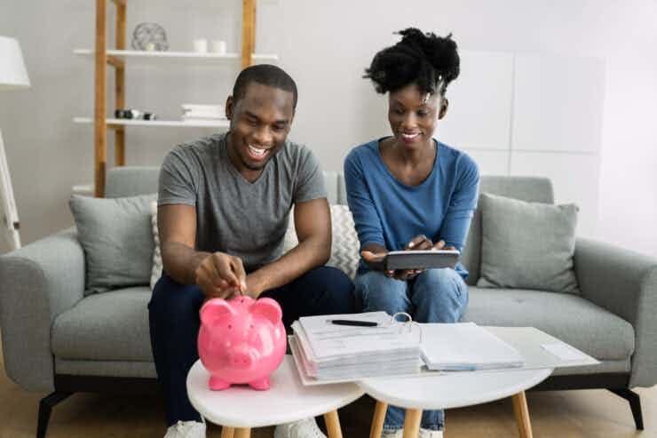 young couple making financial goals