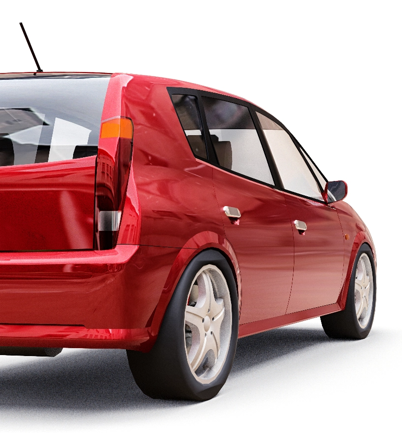 Back Angle Of Red Car